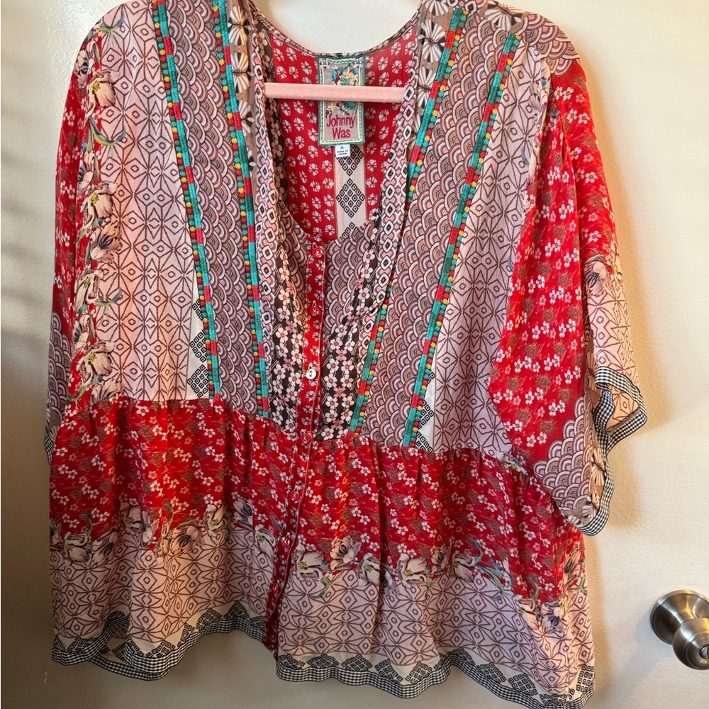 Johnny Was Multicolor Patterned Blouse